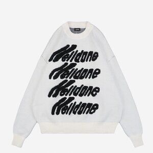 We11done White Letter Embroidered Sweater